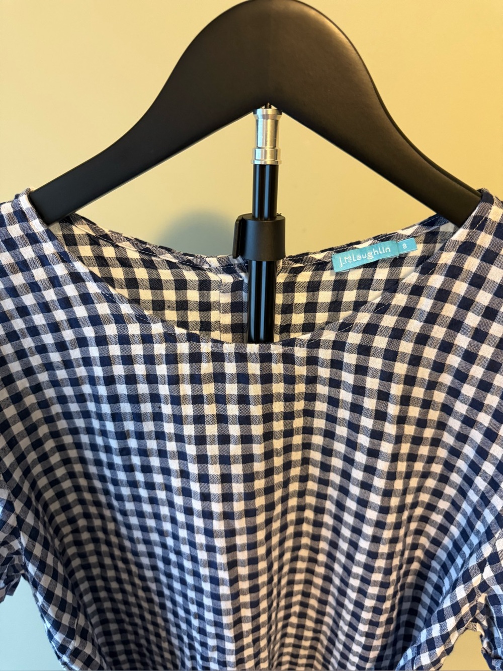 EUC Re-Posh J. McLaughlin Black and White Gingham Tie-Waist Dress SZ 8 - Picture 8 of 15